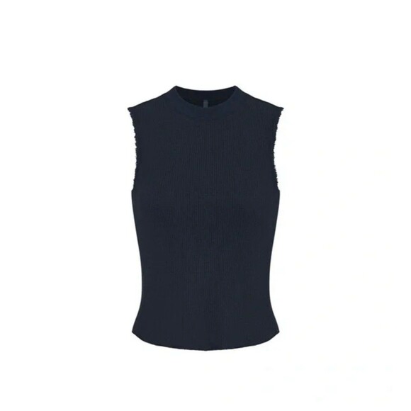 SKIMS Heavy Waffle Cropped Neck Crew Tank – Navy - Picture 1 of 7